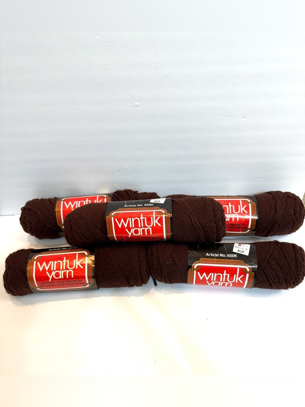 VTG Yarn 5 Skeins Lot DuPont WINTUK 100% Acrylic 3022 Dark Brown 8498